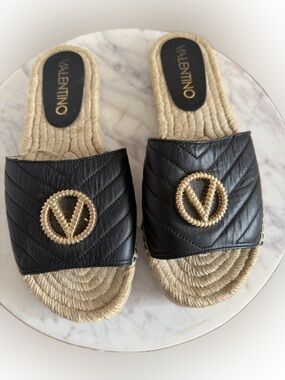 Valentino By Mario Valentino Clavel Leather Sandal, Black